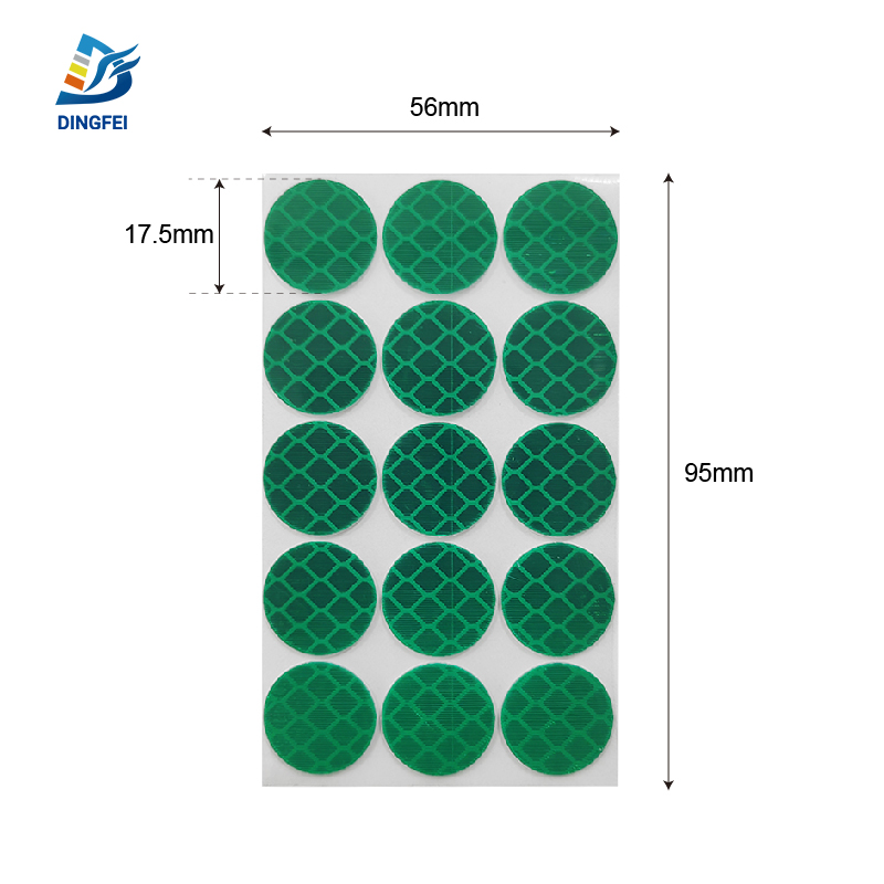 Green High Intensity Prismatic Reflective Dots Circle Sticker - 